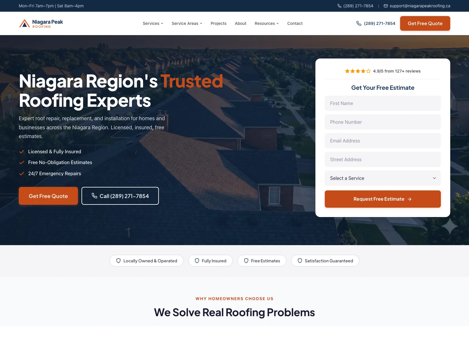 Niagara Peak Roofing website